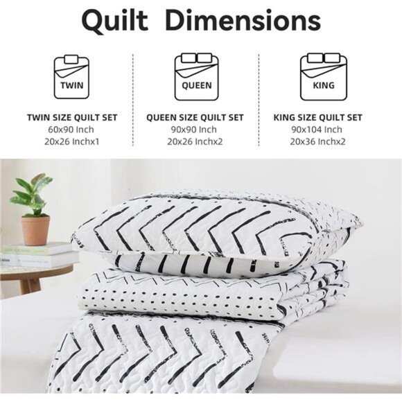 Quilt Boho Bedding Set Queen Size – Lightweight Geometric Bedspread - Picture 2 of 8